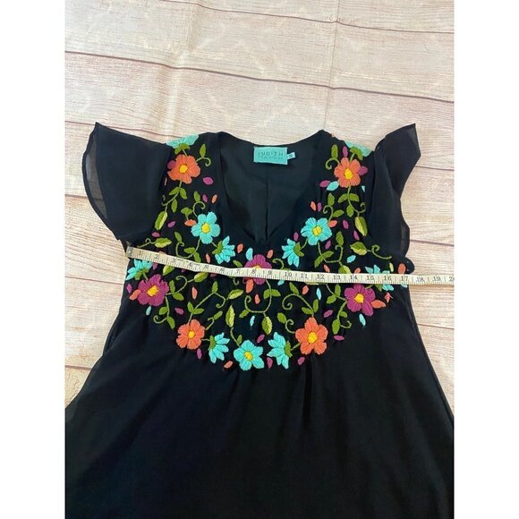Judith March Women's Black Embroidered Short Sleeve Mini Dress - Small - Picture 8 of 12